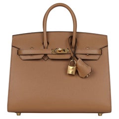 Hermes Birkin Sellier 25 Chai Madame Leather Two Strap Gold Hardware Handbag