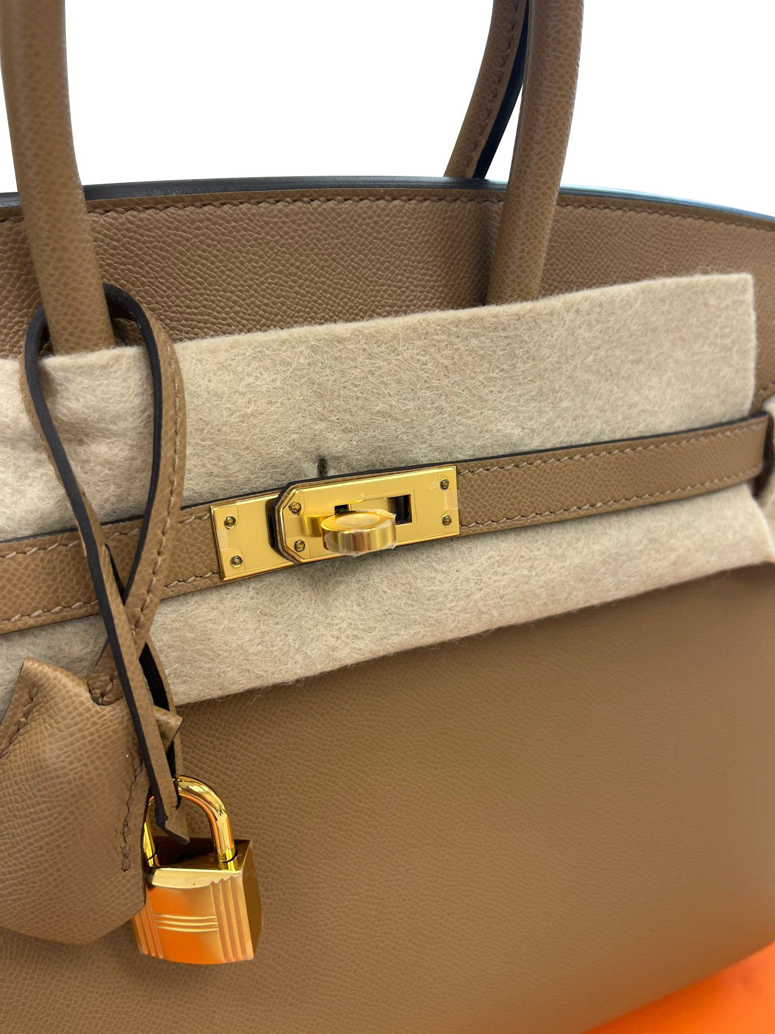 Hermes Birkin Sellier 25 Chai Madame Leder zwei Riemen Gold Hardware Handtasche im Angebot 3
