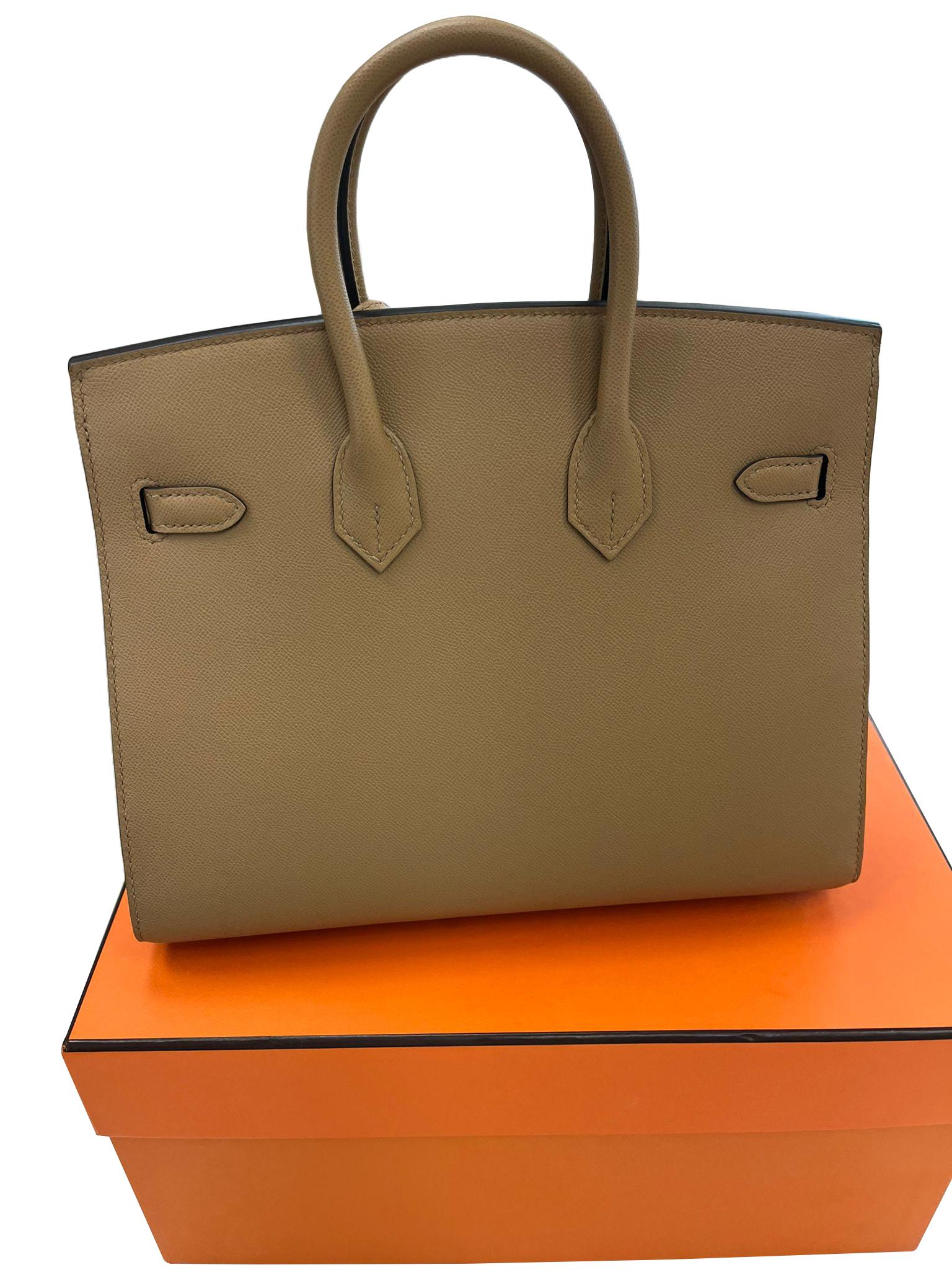 Hermes Birkin Sellier 25 Chai Madame Leder zwei Riemen Gold Hardware Handtasche im Angebot 10