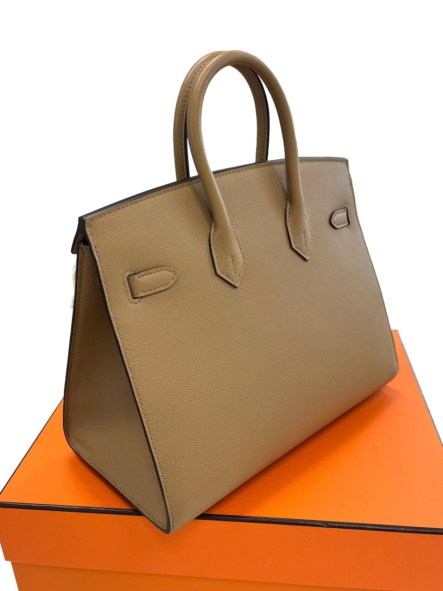 Hermes Birkin Sellier 25 Chai Madame Leder zwei Riemen Gold Hardware Handtasche im Angebot 11