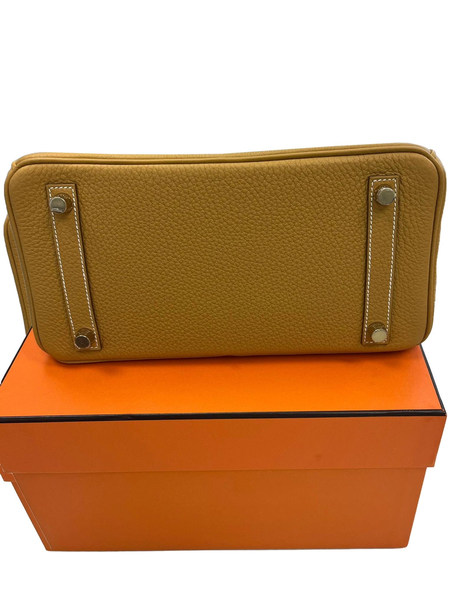 Hermes Birkin 25 Nature Sable Maurice Stamp W Gold Hardware Handbag en vente 11