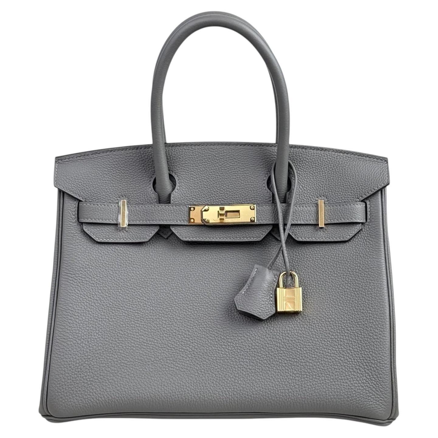 Hermès Birkin 30 Gris Meyer Togo Leder mit Gold Hardware Handtasche im Angebot
