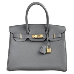 Hermès Birkin 30 Gris Meyer Togo Leather With Gold Hardware Handbag
