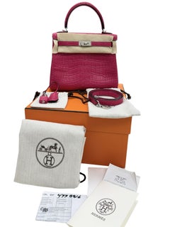 Hermès Kelly Retourne 25 Framboise Matte Alligator Leather Palladium Hardware