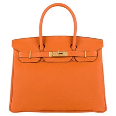 Hermès Birkin 30 Orange Togo Leather With Gold Hardware