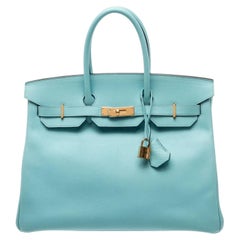 Hermès Birkin 35 Bleu Atoll Epsom Leather With Gold Hardware Handbag