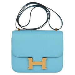 Hermès Constance 1-18 Celeste Epsom Leather With Gold Hardware Handbag