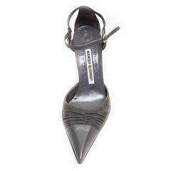 Manolo Blahnik Grey Ankle Strap Pump