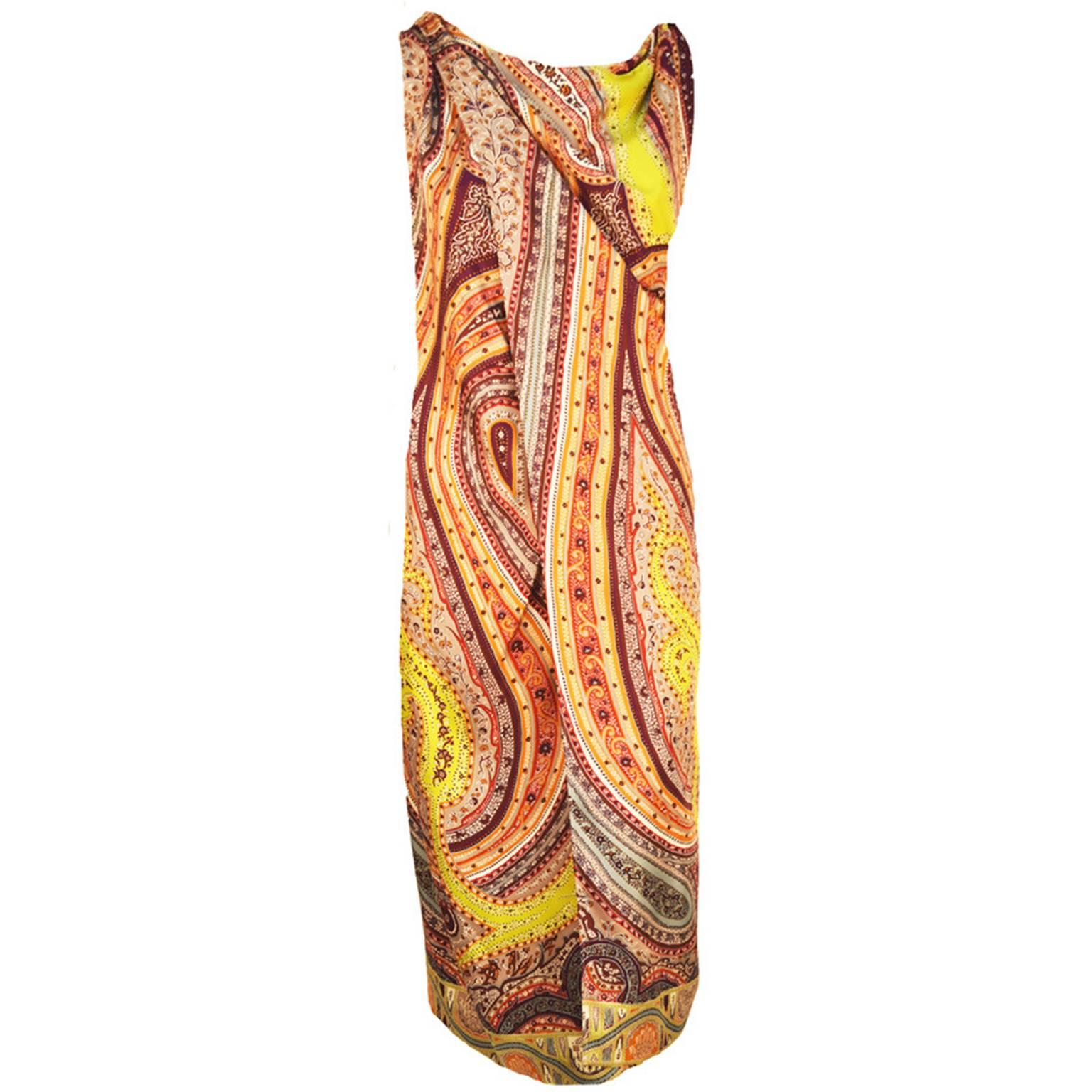Etro Silk Paisley Handkerchief Dress For Sale