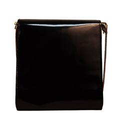 Vionnet Black Patent Leather Bow Shoulder Bag Gold frame and shoulder strap