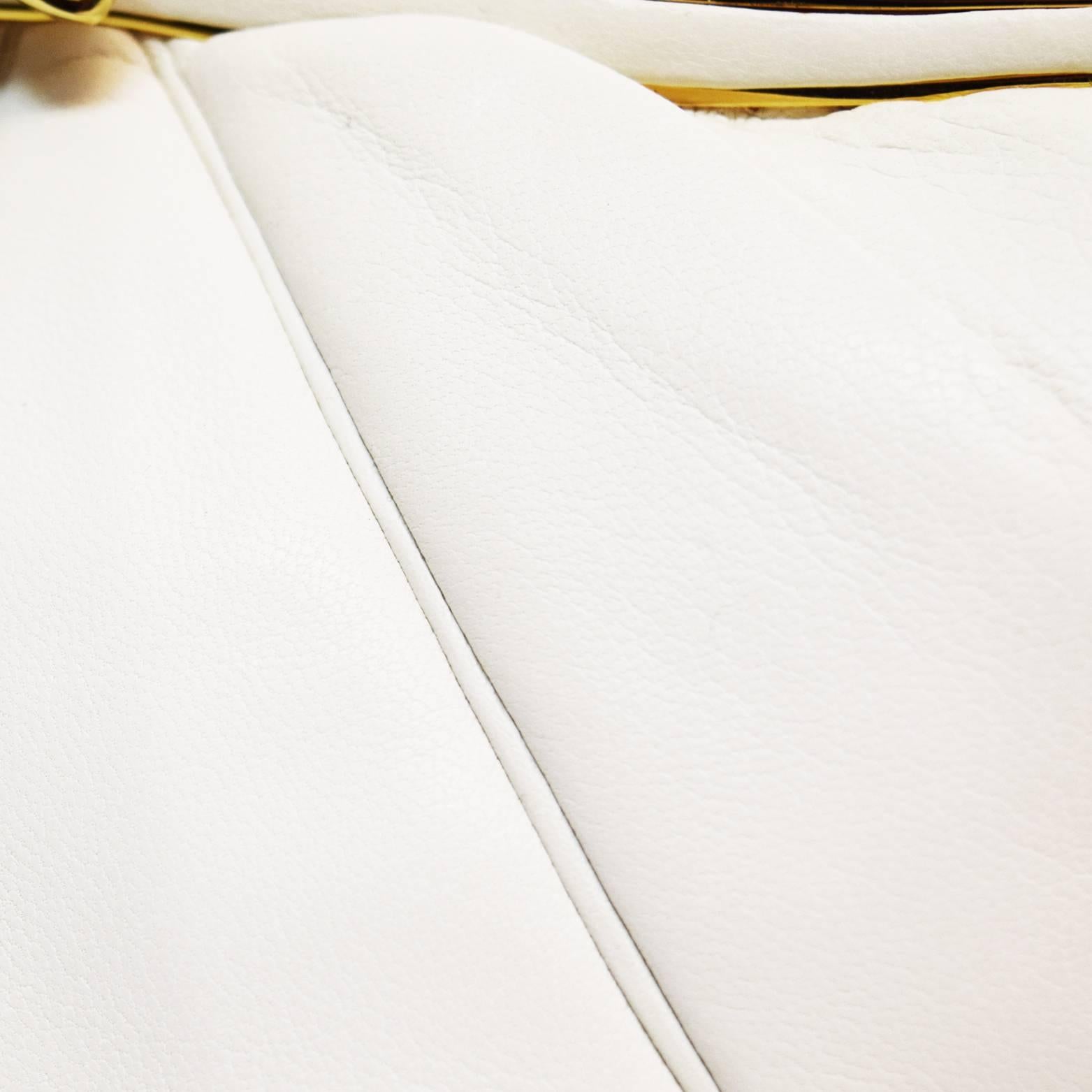 Women's Judith Leiber White Leather Convertible Clutch For Sale