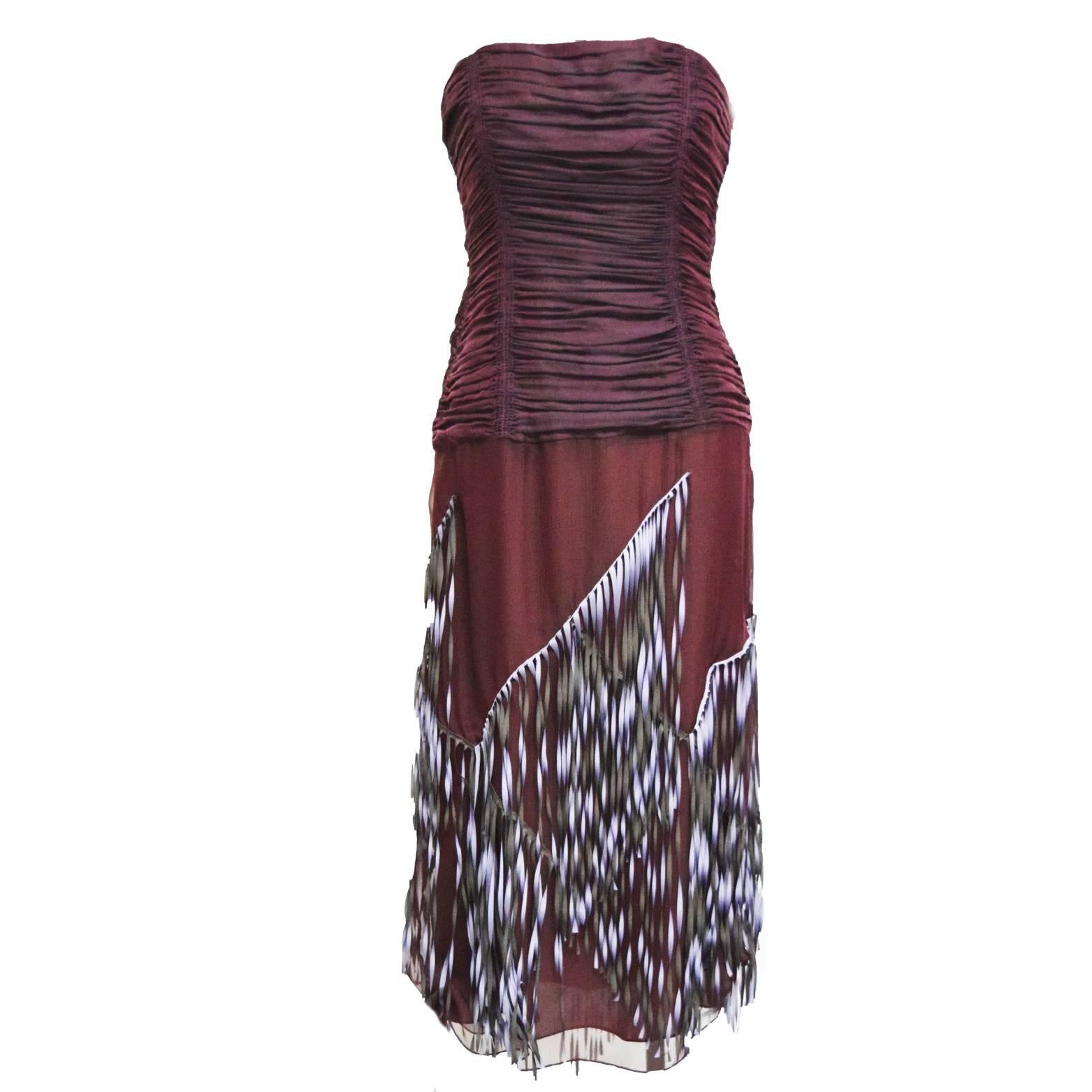 Lela Rose Fringe Skirted Tube Dress  For Sale