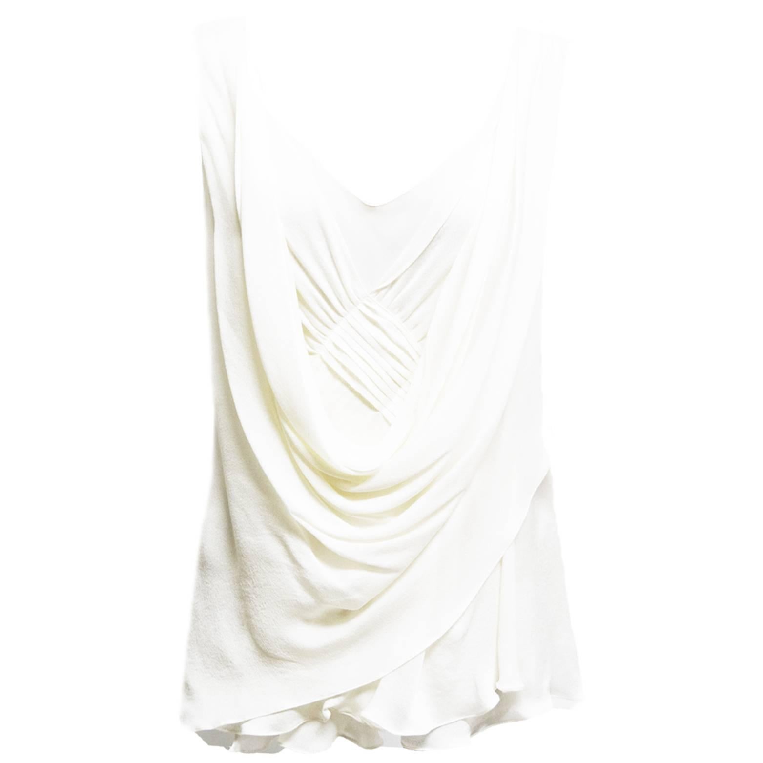 Narciso Rodriguez Ivory Draped Evening Blouse  For Sale