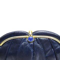 Judith Leiber Navy Karung Skin Handbag