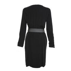 Oscar de la Renta Black Velvet Evening Shirt Dress