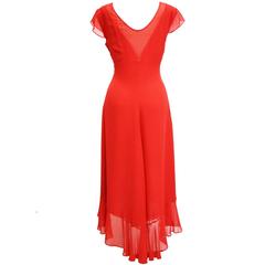 Giorgio Armani Red Sheer Sheath Dress