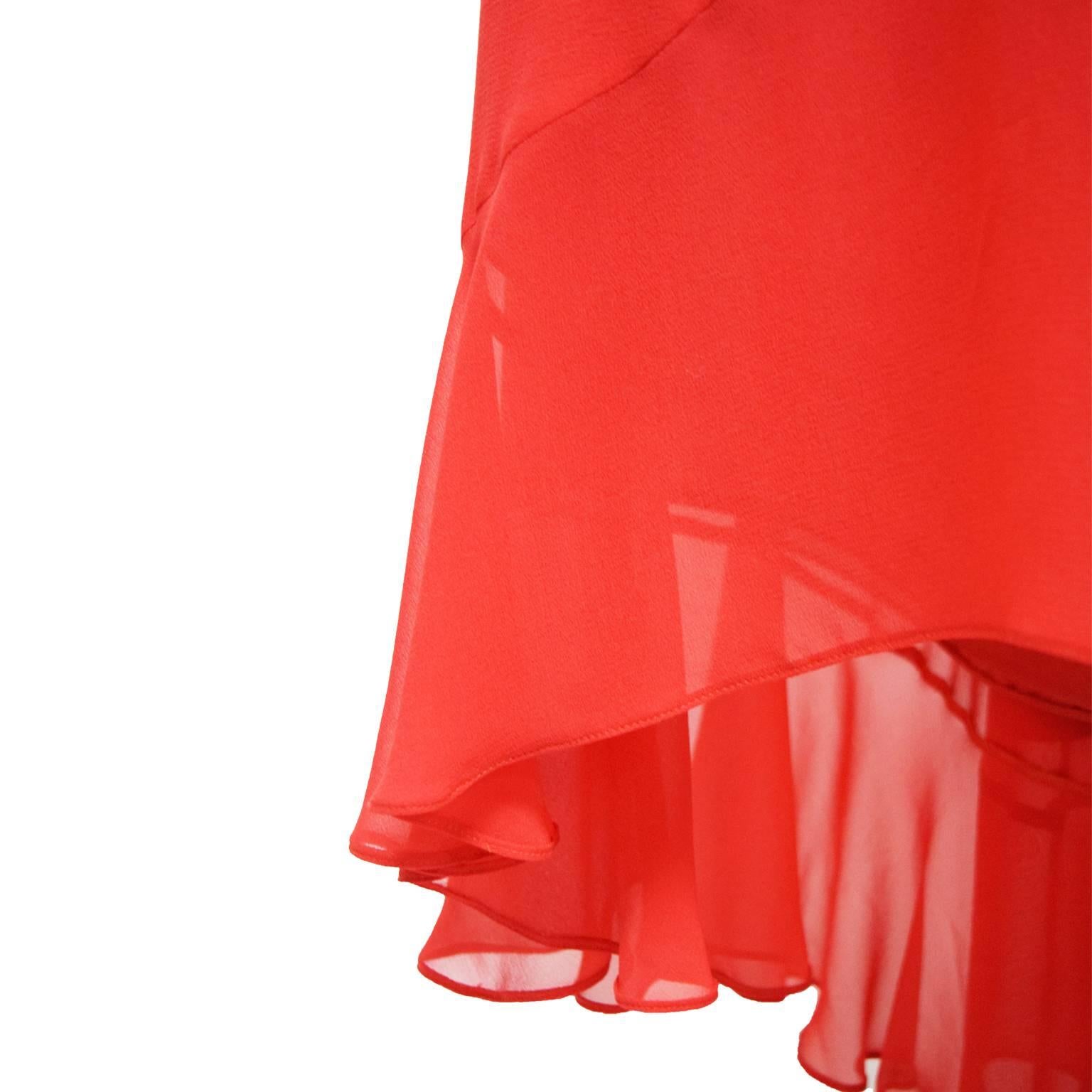Giorgio Armani Red Sheer Sheath Dress In Excellent Condition For Sale In Henrico, VA