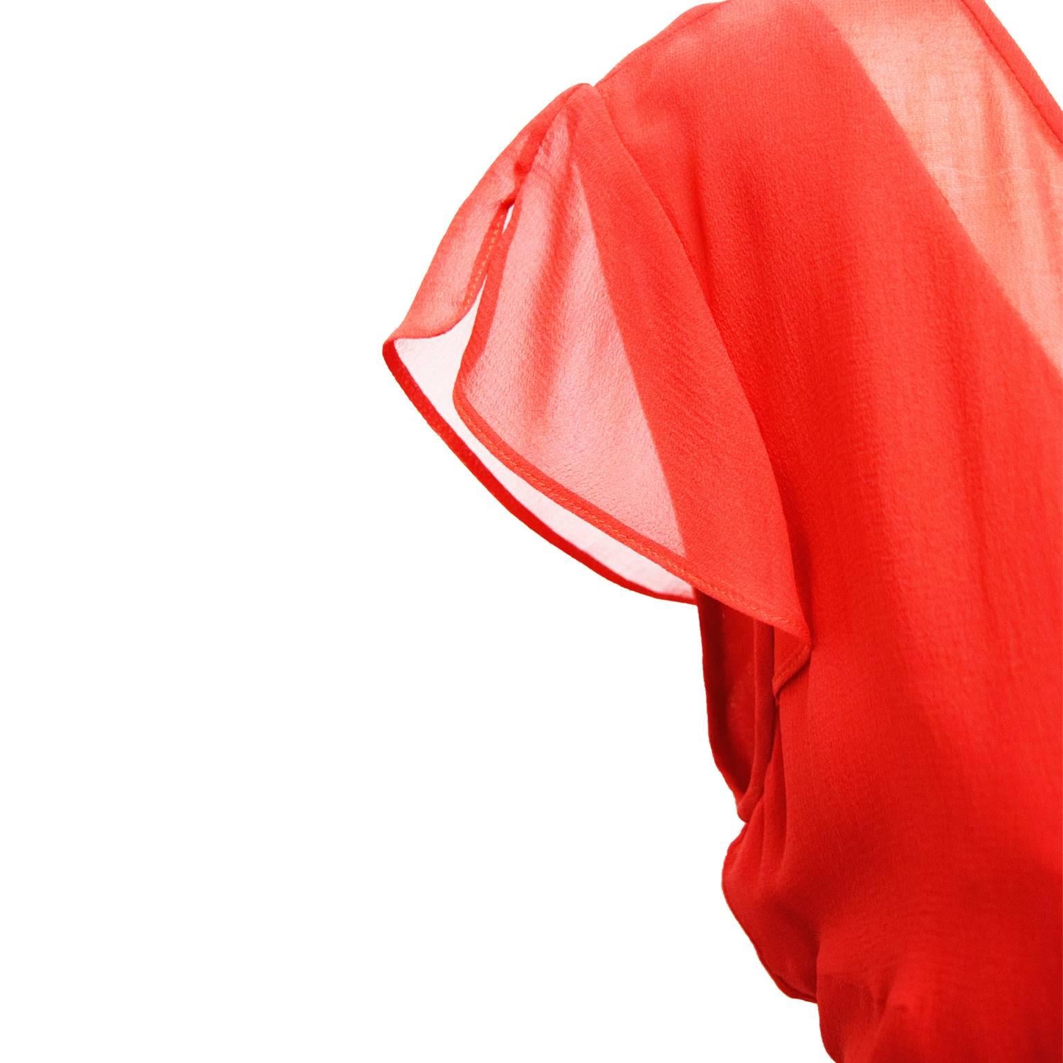 Women's Giorgio Armani Red Sheer Sheath Dress For Sale