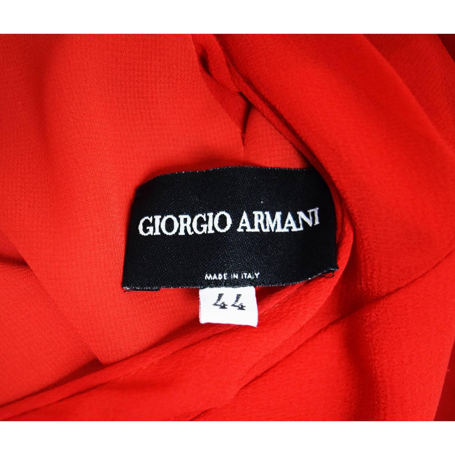 Giorgio Armani Red Sheer Sheath Dress For Sale 3
