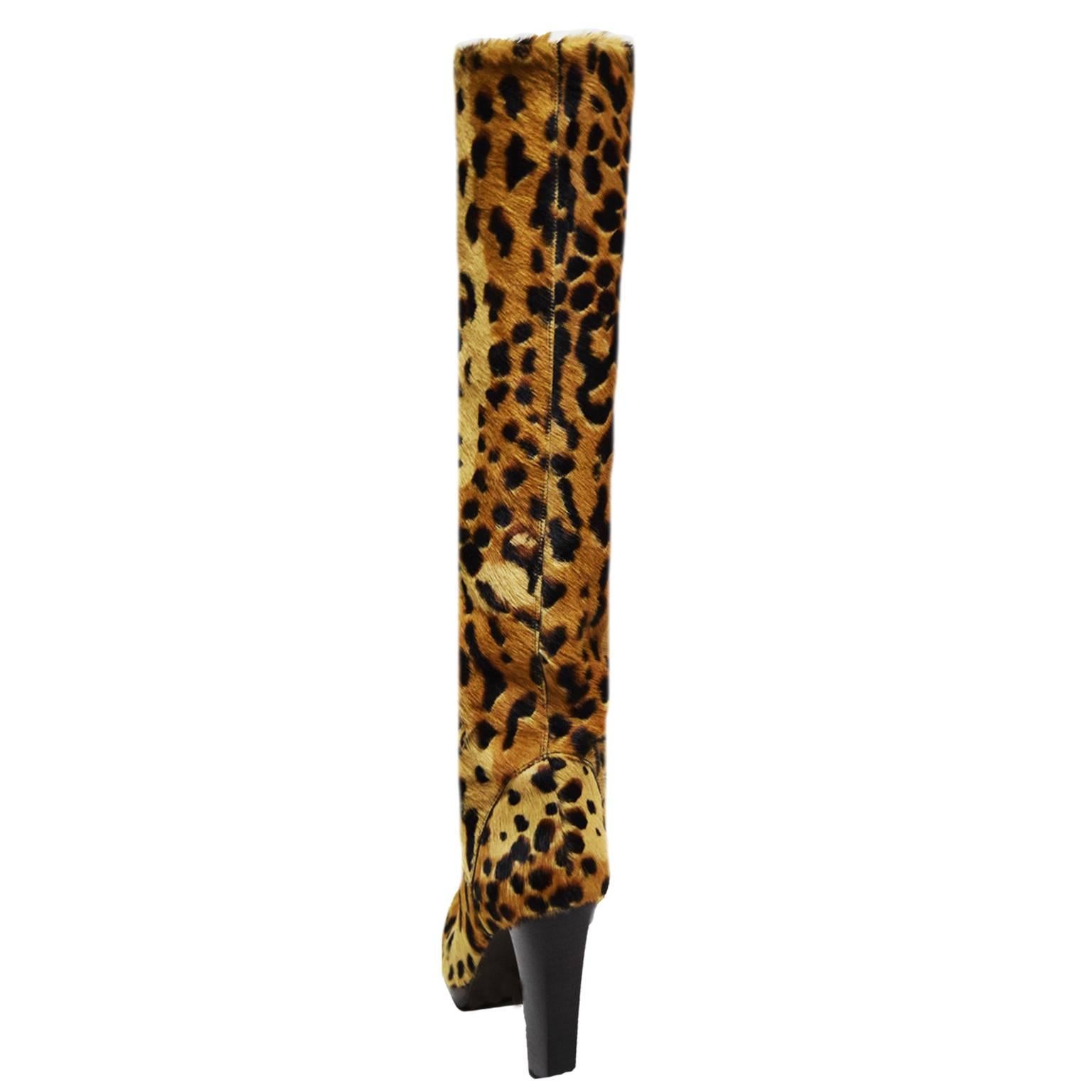 Brown Stuart Weitzman Leopard Haircalf Over the Knee Boots  For Sale