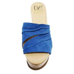 Diane Von Furstenberg Blue Suede Platform Wedges
