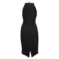 Michael Kors Black Wool Jewel Neckline Evening Dress