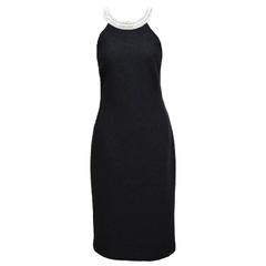 Michael Kors Black Wool Jewel Neckline Evening Dress