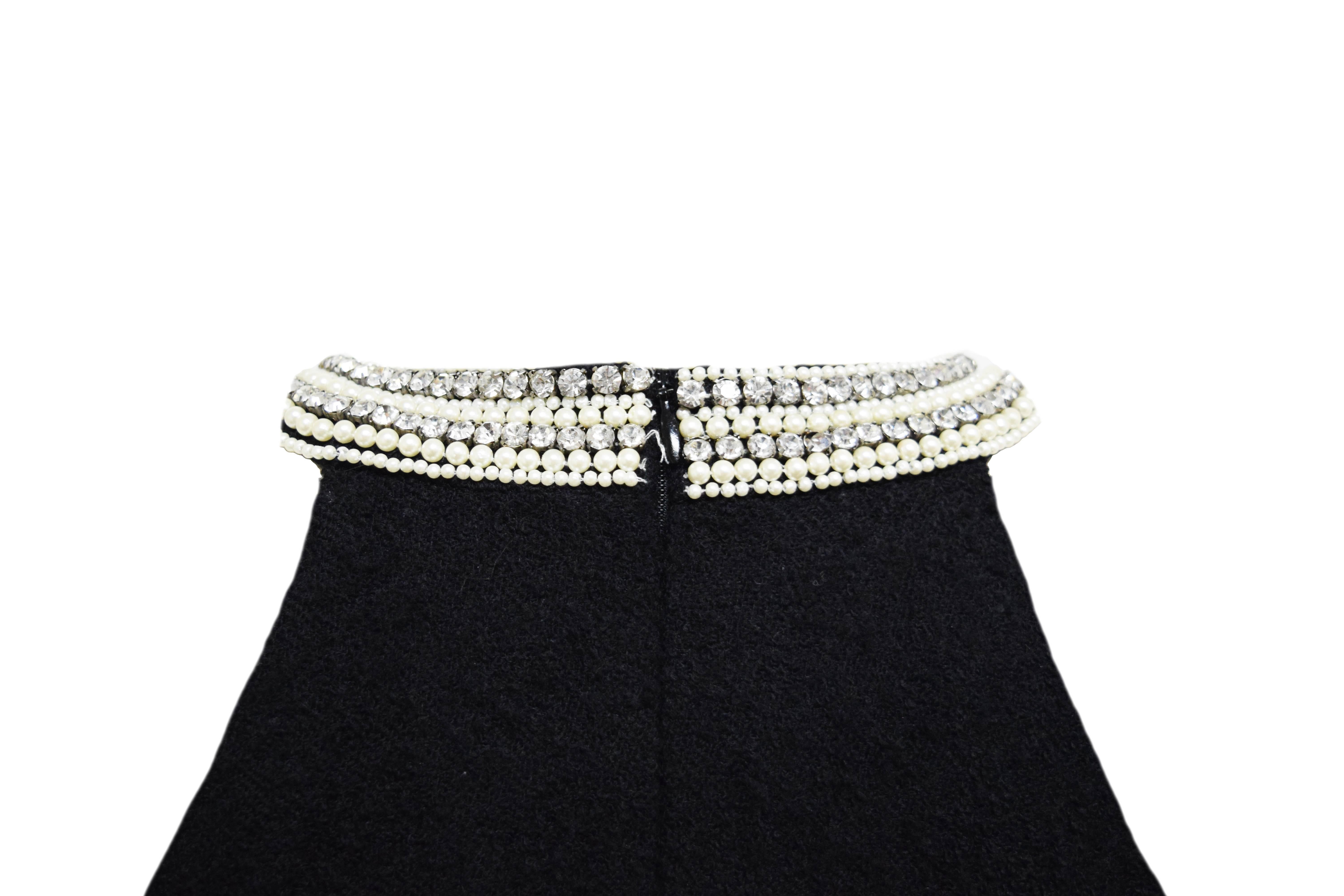 Michael Kors Black Wool Jewel Neckline Evening Dress For Sale 2