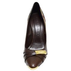 Burberry Ombre Tartan Brown Leather Pump