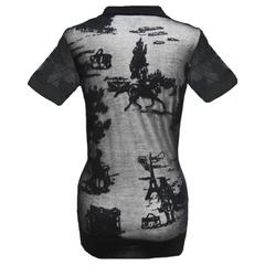 Hermes Sheer Black Burnout Polo