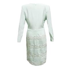 Carolina Herrera Mint Silk and Lace Sheath Dress