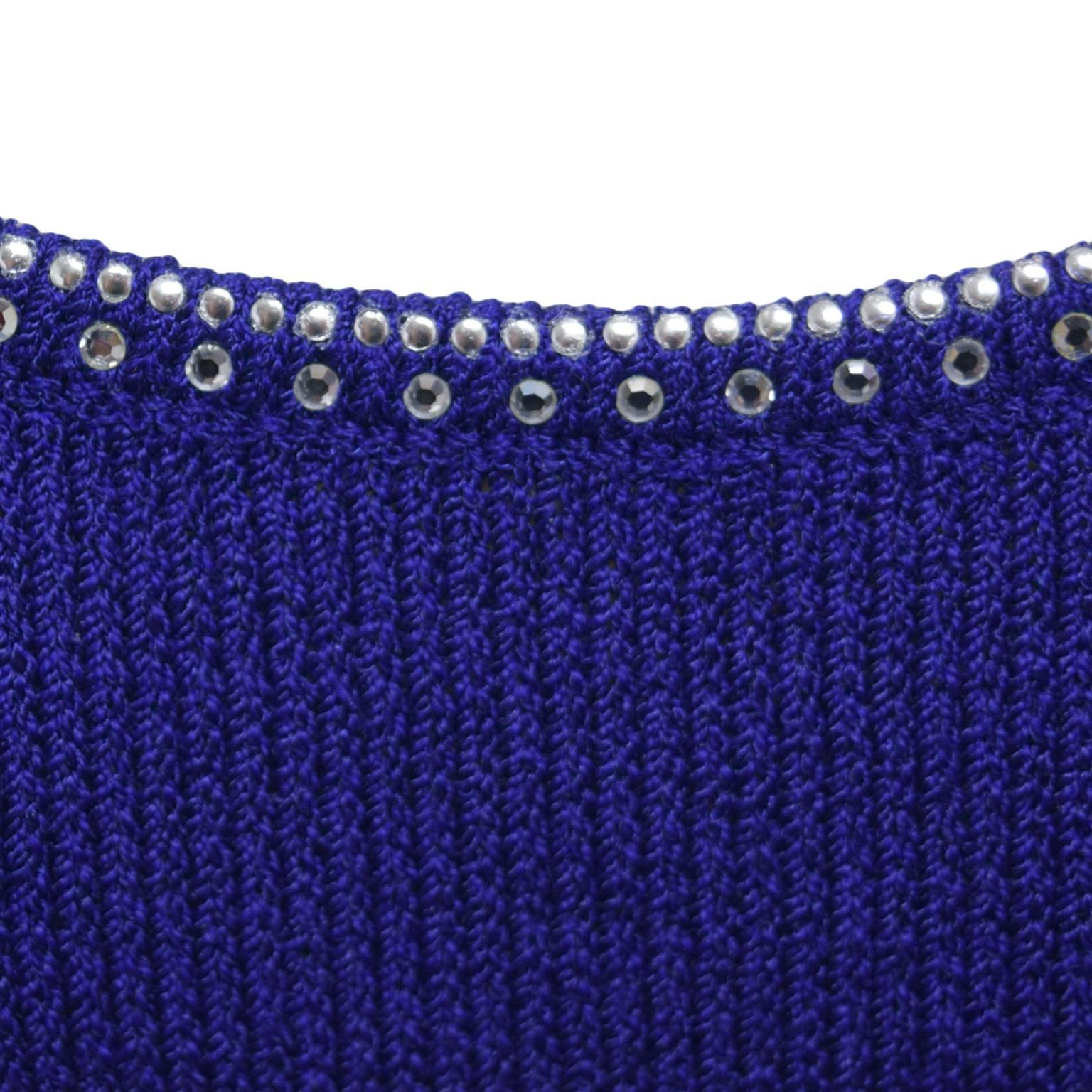 Purple St. John Evening Royal Blue Body-con Knit Dress  For Sale