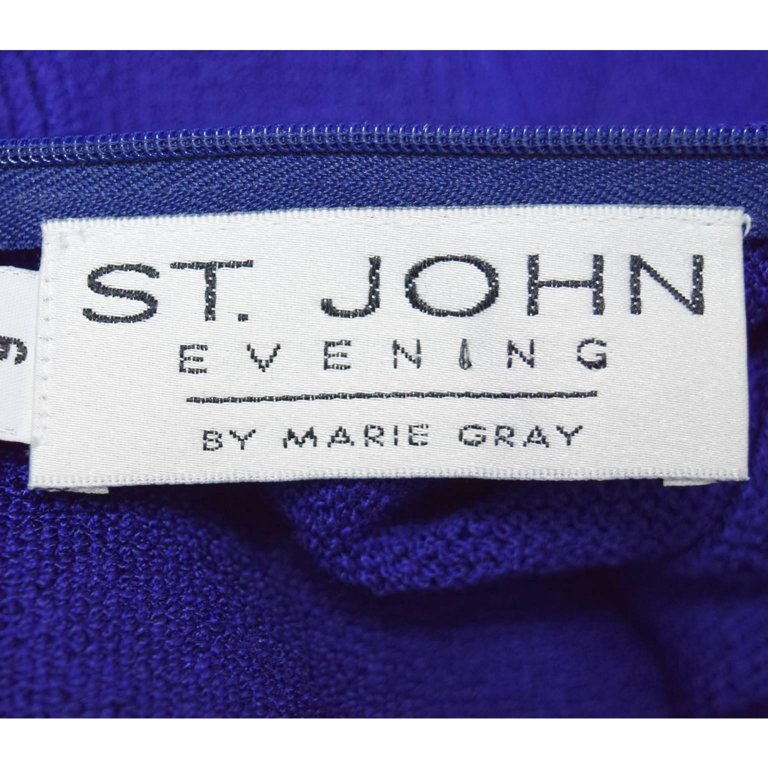 St. John Evening Royal Blue Body-con Knit Dress  In Excellent Condition For Sale In Henrico, VA