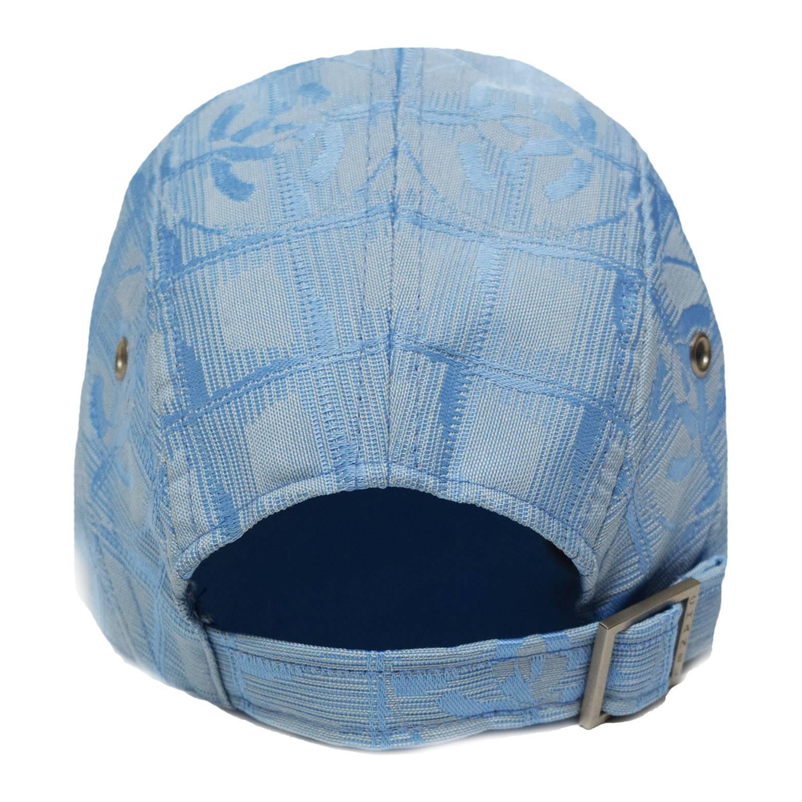 Blue Chanel Monogramed Canvas and Silk Cap