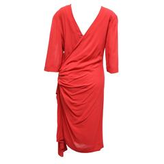 Lela Rose Gathered Sheer Back Wrap Dress