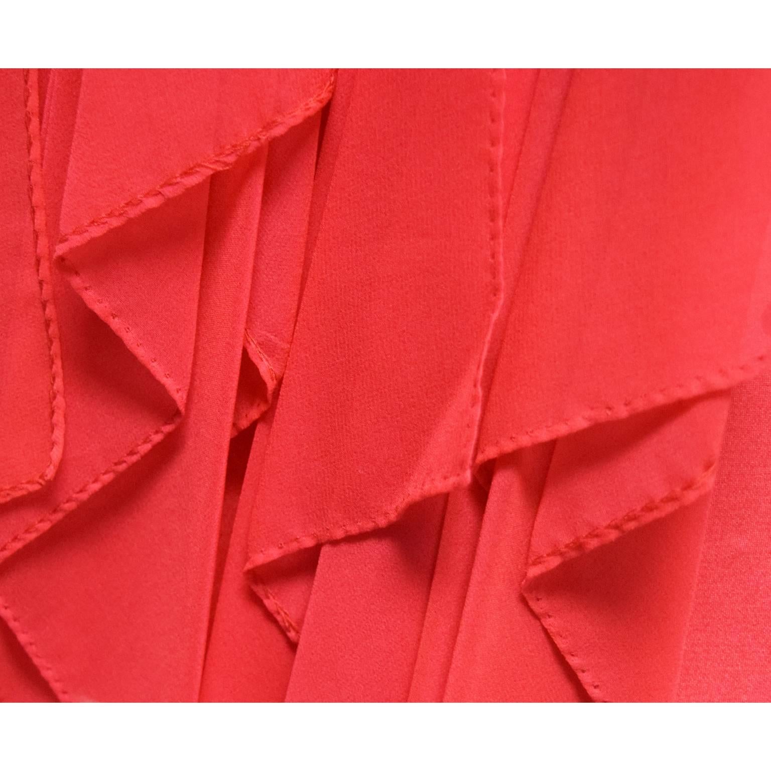 Bill Blass Silk Red Handkerchief Dress In Excellent Condition For Sale In Henrico, VA