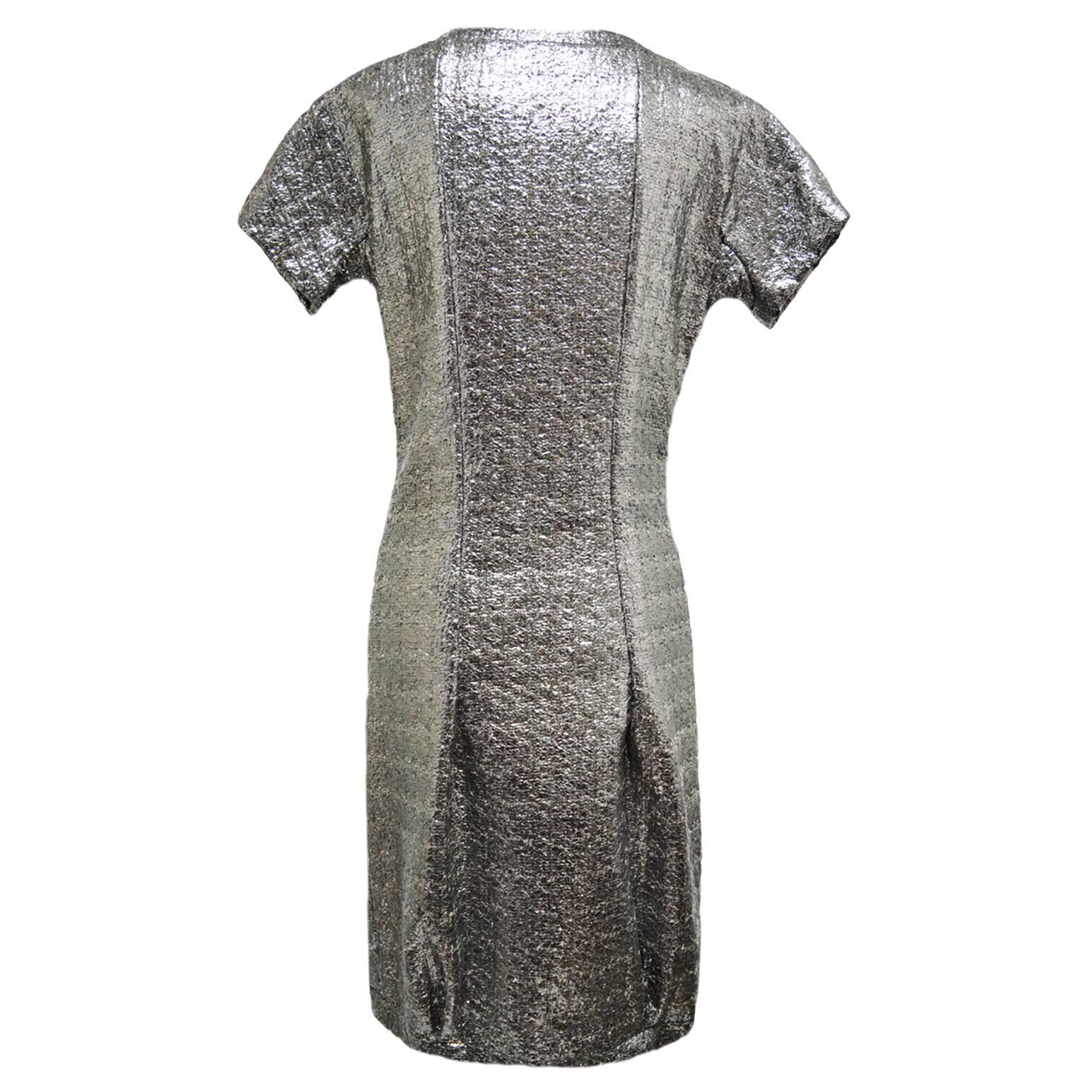 Gray Brian Reyes Metalic Geometric Futuristic Dress For Sale