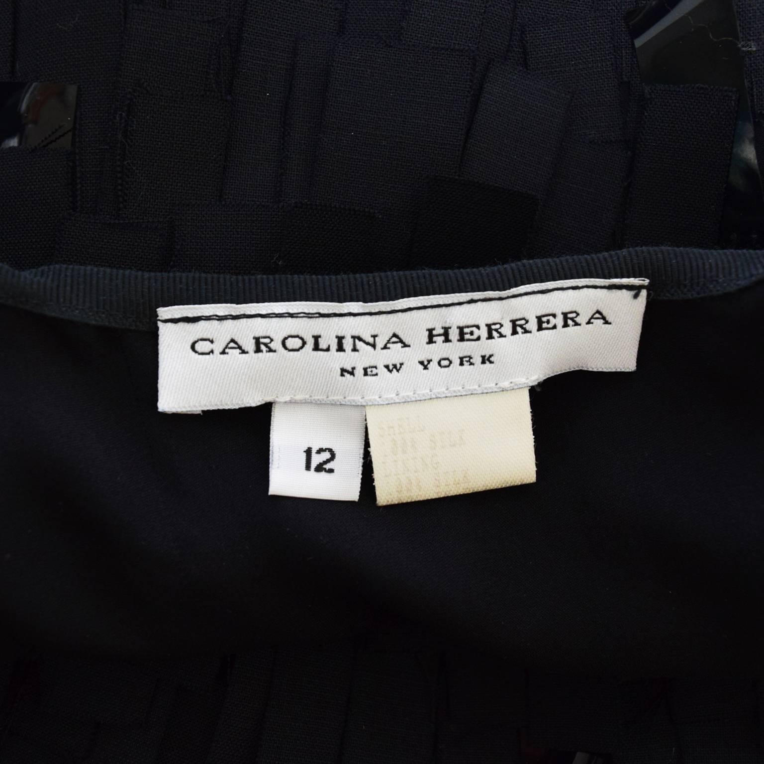 Carolina Herrera Black stripped patch Pencil Skirt For Sale 1