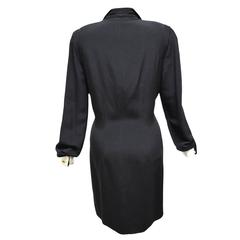 Adolfo Black and White Shirt Dress with Gold Buttons