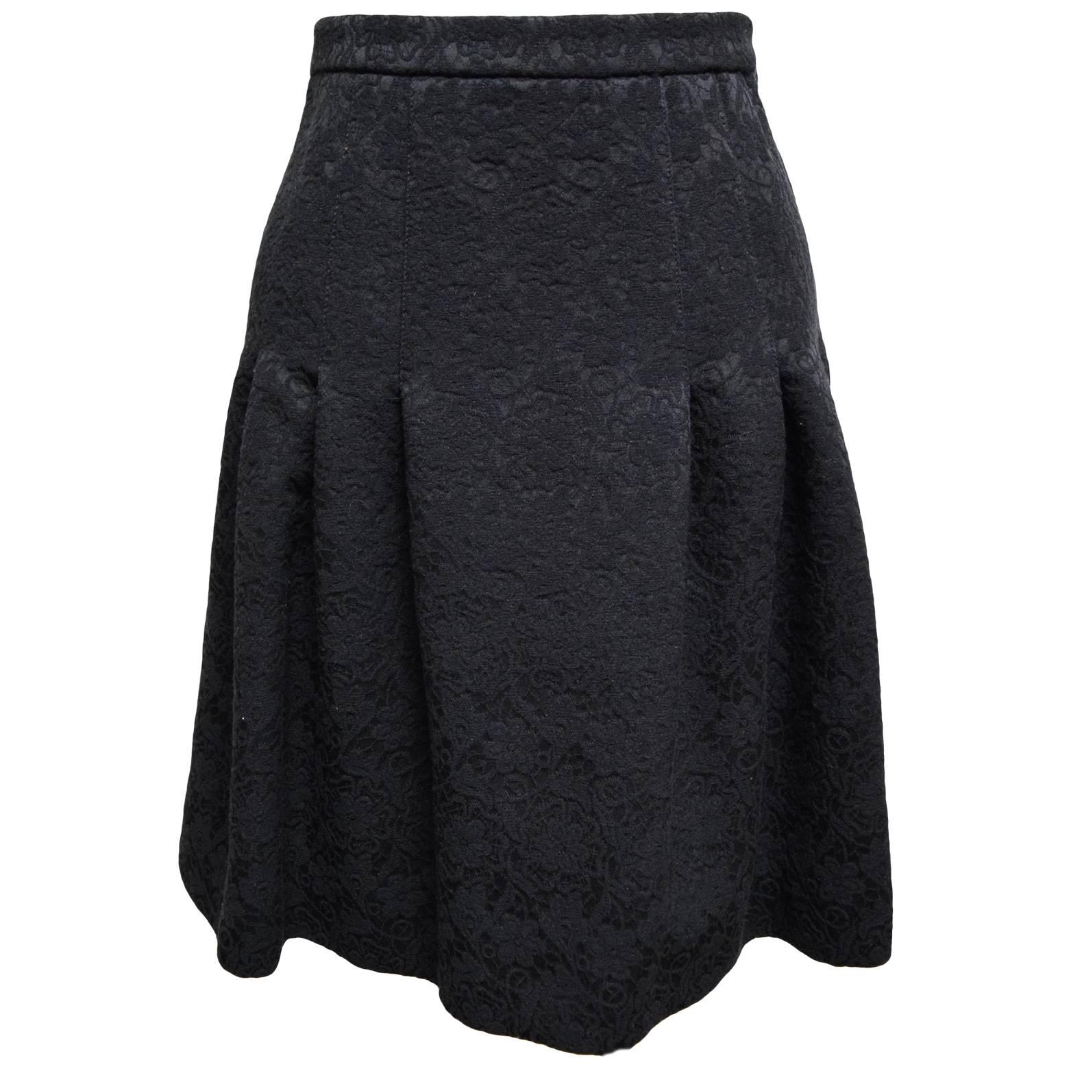 Valentino Black Jacquard Skirt Two Piece Ensemble  In Excellent Condition For Sale In Henrico, VA