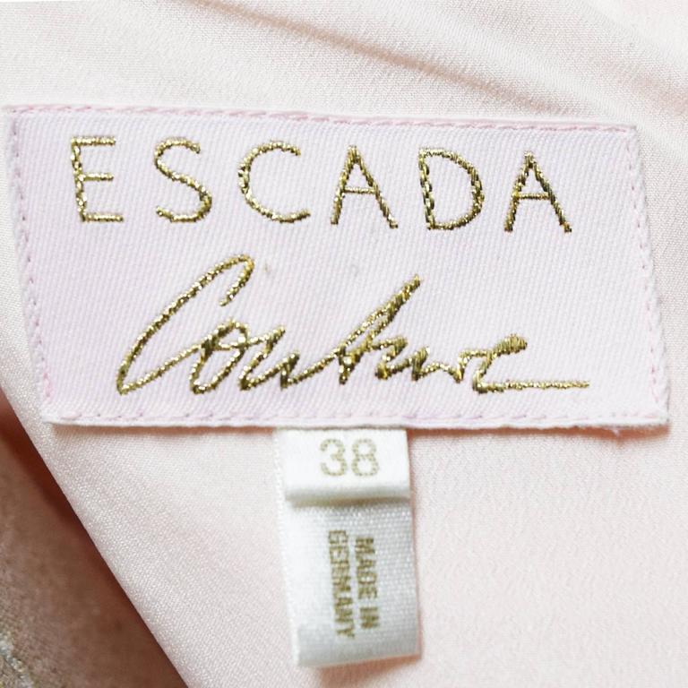 Escada Couture Blush Pink Gown with Detachable Silk Flower brooch