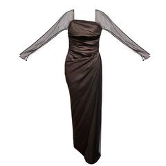 Jackie Rogers Dark Brown Triple Layer Evening Gown