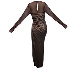 Jackie Rogers Dark Brown Triple Layer Evening Gown