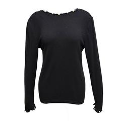 Valentino Night Wool Low Back Evening Sweater with Embellished Neckline