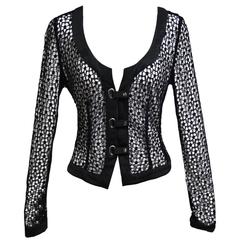 Armani Collezioni Black Guipure Lace Jacket and Black Silk Faille Skirt Suit