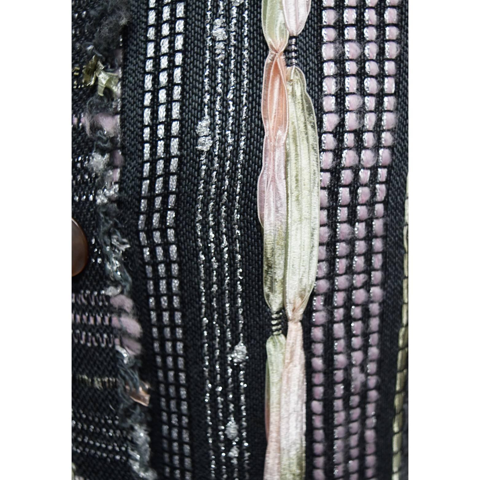 Black Lela Rose Multi Threaded Woven Jacket For Sale