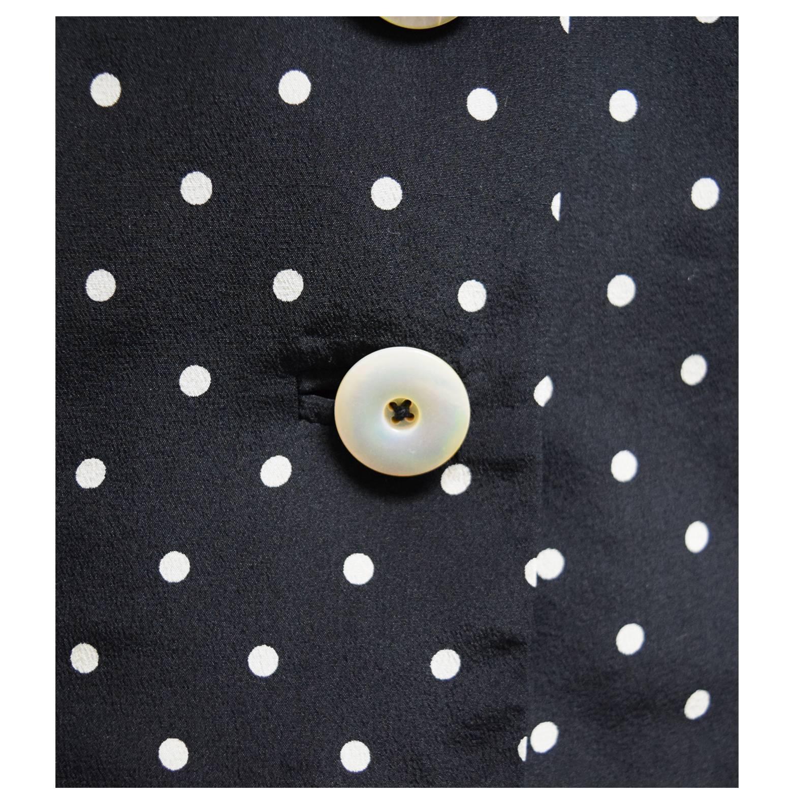 Algo Black and White Polka Dot Two Piece Skirt and Jacket Ensemble  For Sale 1