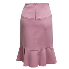Blumarine Rose Quartz Virgin Wool Tiered Skirt with Tulle Fringe Detail