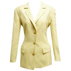 Valentino Yellow Houndstooth Two Piece Skirt Suit
