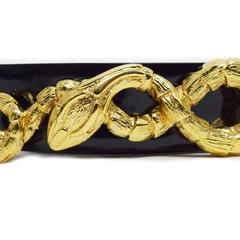 Valentino Black Patent Leather Belt with Gold Serpent Buckle